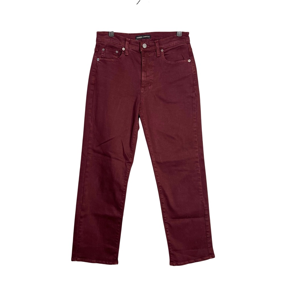 Modern American Highland Boyfriend Crop Ankle Jeans Sz 28 Burgandy High Rise